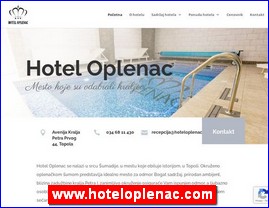 Hoteli, moteli, hosteli,  apartmani, smeštaj, www.hoteloplenac.com