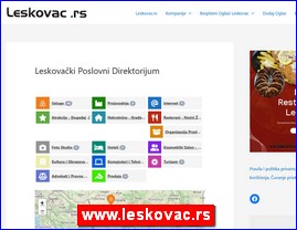 Leskovački poslovni imenik, Leskovački Poslovni Direktorijum, usluge, proizvodnja, internet, atrakcije i događaji, nekretnine, građevinarstvo, restorani i noćni život, organizacija proslava, foto studiji, hoteli, kozmetički saloni, saloni venčanica, kultura i obrazovanje, kompjuteri i tehnika, turizam, advokati i pravne usluge, životinje, prodaja, vesti, www.leskovac.rs